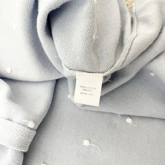 🟢CJ Banks Light Blue 3/4 Sleeve Embroidered Dots Button Down Cardigan Size 3X - Picture 7 of 7